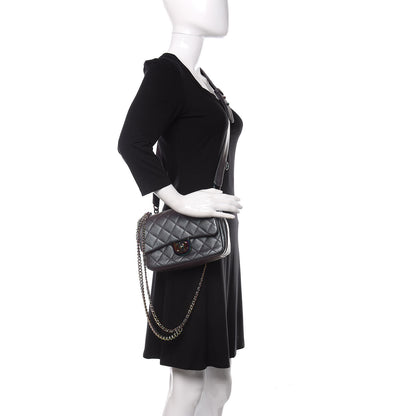Chanel Iridescent Goatskin Quilted Small Double Carry Waist Chain Flap Purple 4 of 12