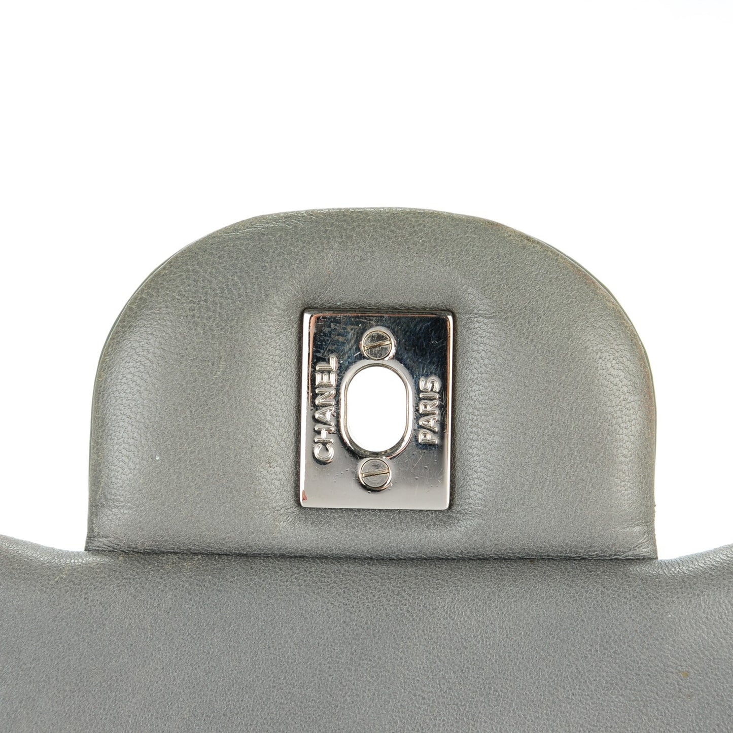 Patent Quilted Jumbo Single Flap Grey