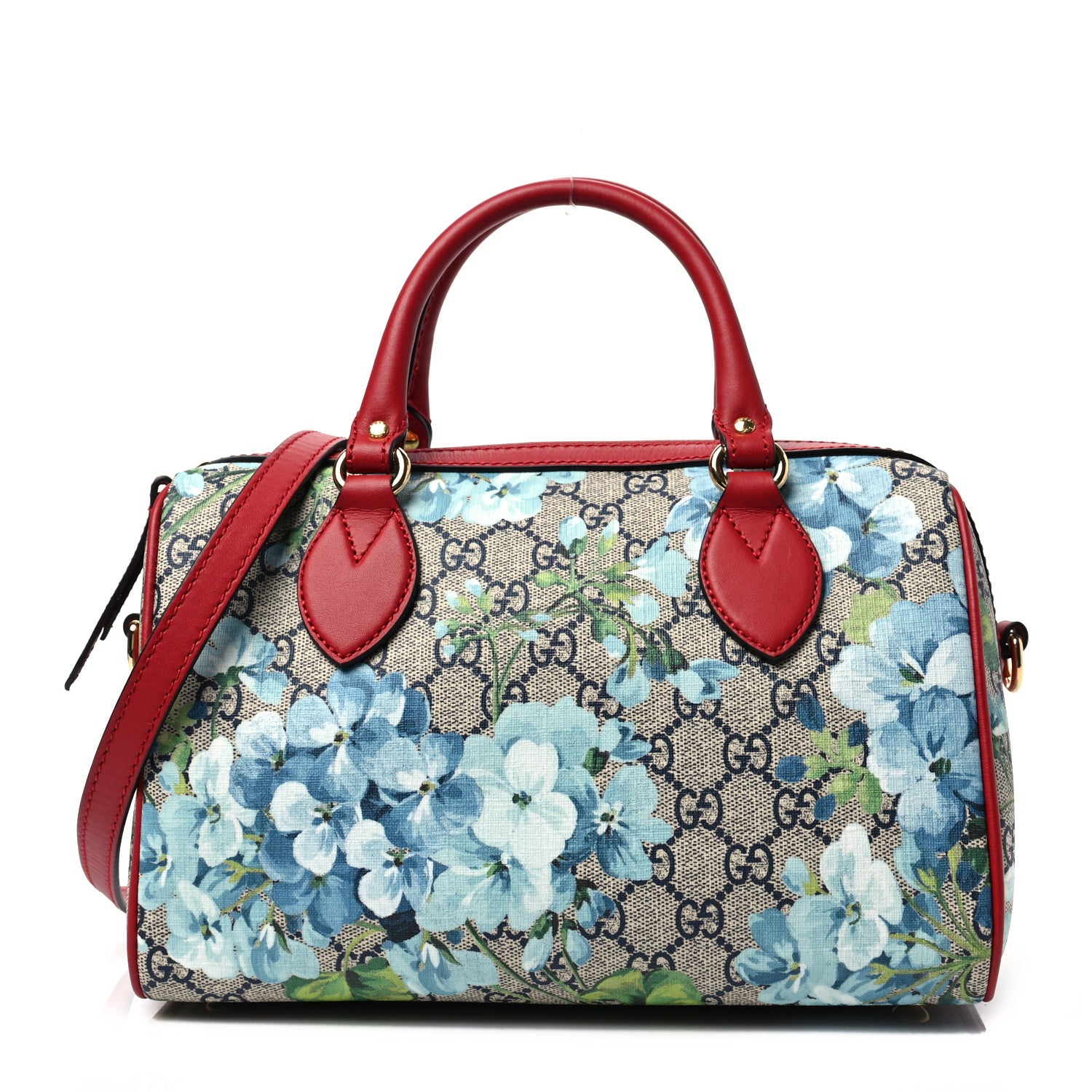 Gucci GG Supreme Monogram Blooms Small Boston Beige Blue Navy Hibiscus Red 1 of 8