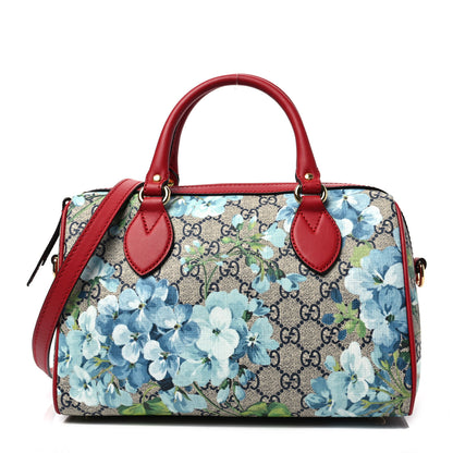 Gucci GG Supreme Monogram Blooms Small Boston Beige Blue Navy Hibiscus Red 1 of 8