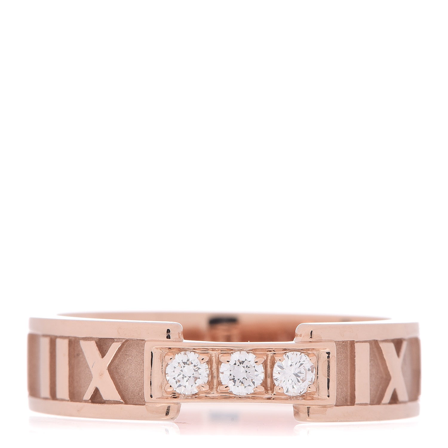 Tiffany 18K Rose Gold Diamond Atlas Ring 57 8 1 of 7