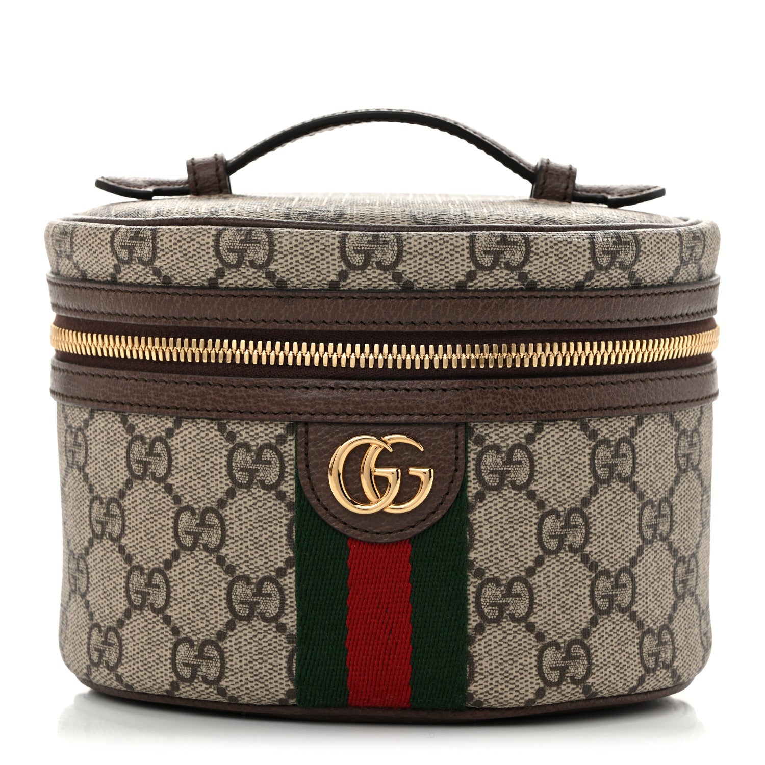 Gucci GG Supreme Monogram Textured Calfskin Web Ophidia Vanity Cosmetic Case Beige Ebony New Acero 1 of 10