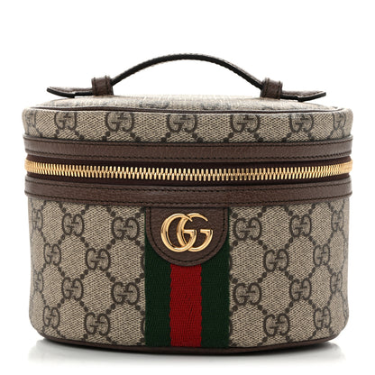 Gucci GG Supreme Monogram Textured Calfskin Web Ophidia Vanity Cosmetic Case Beige Ebony New Acero 1 of 10