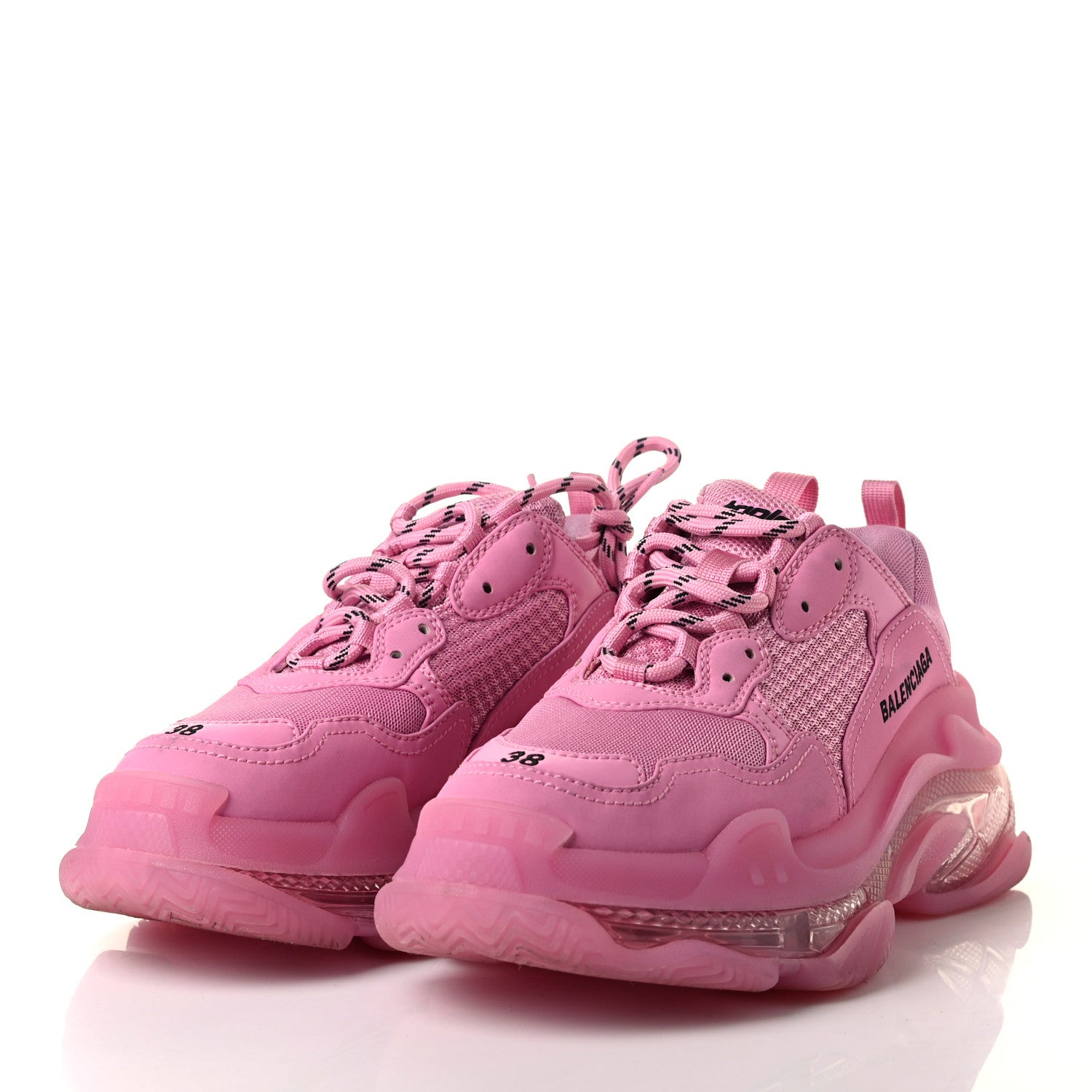 Balenciaga Fabric Mesh Clear Sole Womens Triple S Sneakers 38 Pink 3 of 12