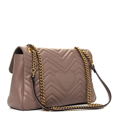 Gucci Calfskin Matelasse Medium GG Marmont Shoulder Bag Porcelain Rose 3 of 9