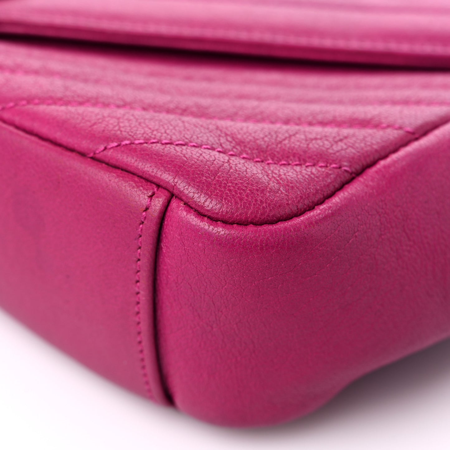 Sheepskin Matelasse Chevron Medium Monogram Chain Bag Electric Pink