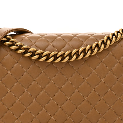 Chanel Lambskin Quilted New Medium Boy Flap Dark Beige 8 of 13
