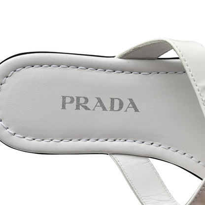 Prada Patent Calfskin Logo Thong Sandals 36.5 White 7 of 8