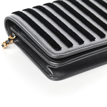 Chanel Iridescent Calfskin Velvet Stripe Wallet On Chain WOC Charcoal 11 of 12