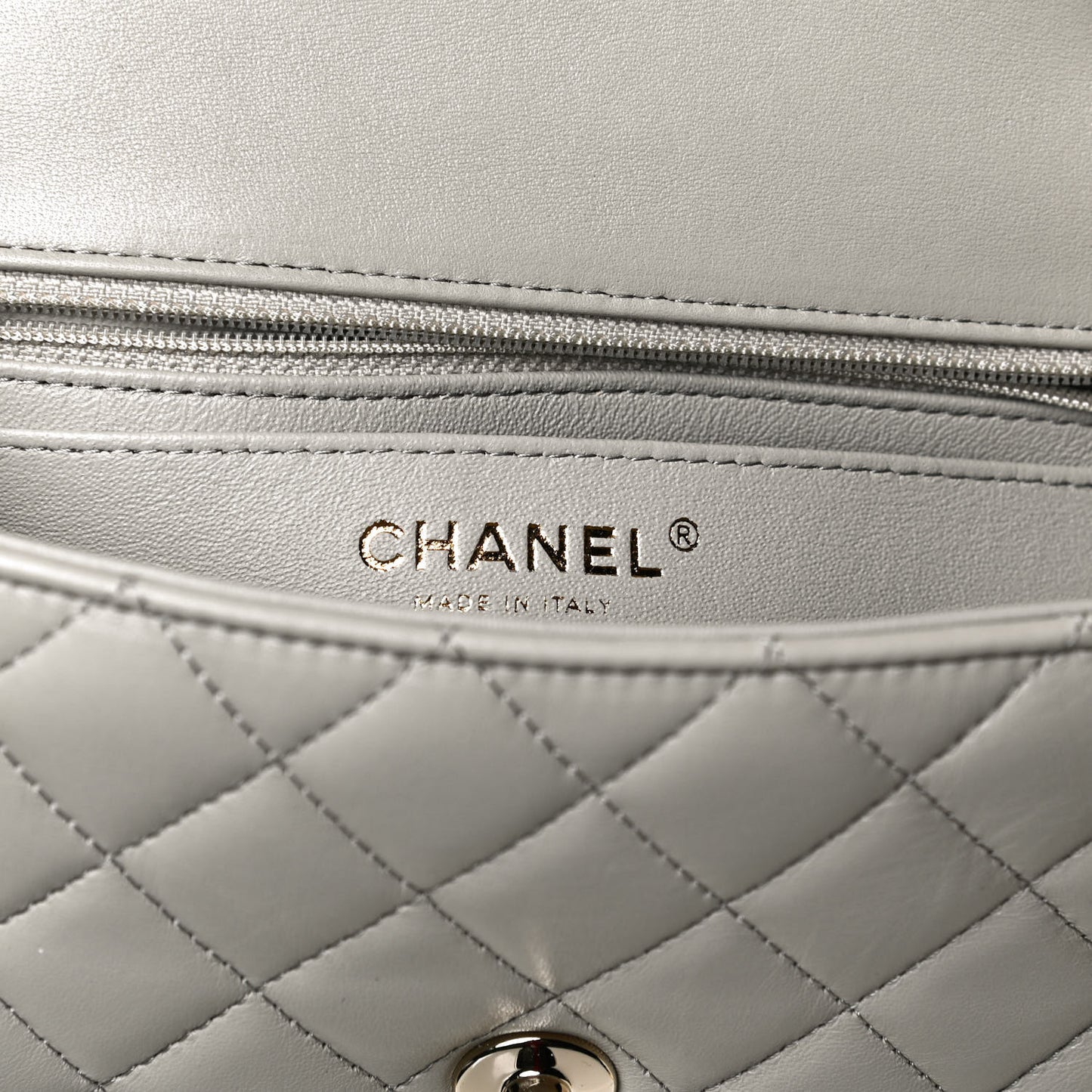 Lambskin Quilted Mini Rectangular Flap Grey
