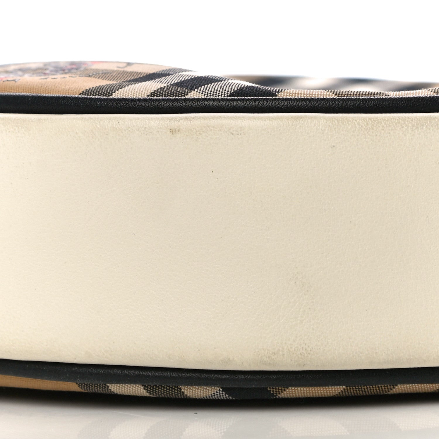 Burberry Vintage Check Calfskin Cartoon Print Round Bag Black White 9 of 9