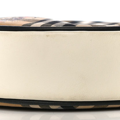 Burberry Vintage Check Calfskin Cartoon Print Round Bag Black White 9 of 9