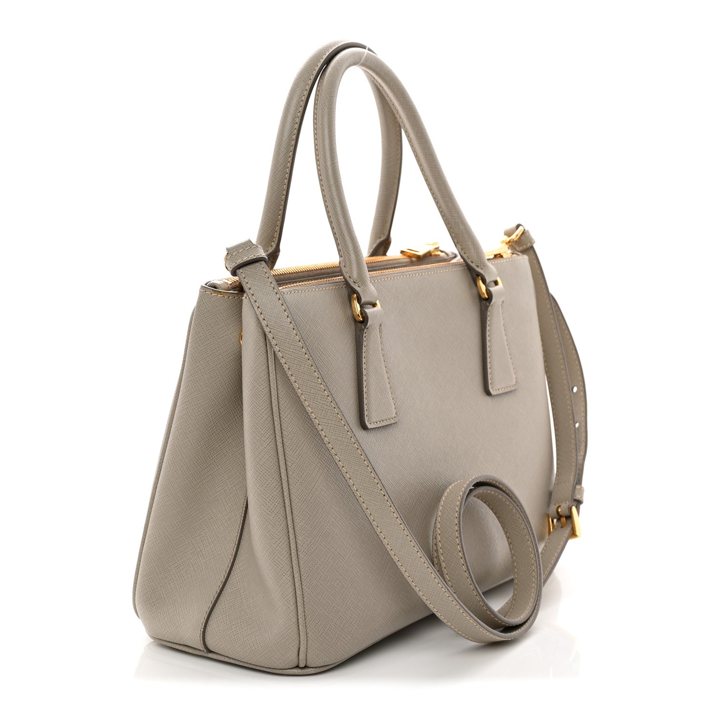 Saffiano Lux Small Galleria Double Zip Tote Pomice