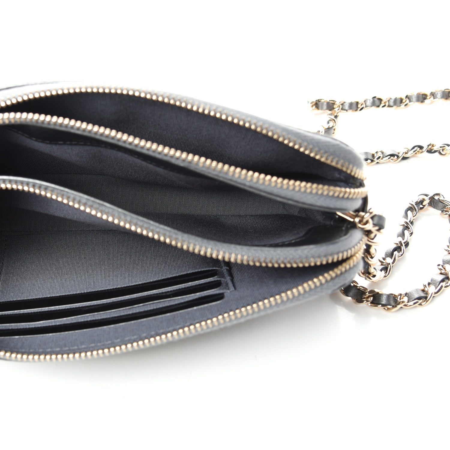 Chanel Lambskin Metallic Studded Clutch With Chain Grey 8 of 9