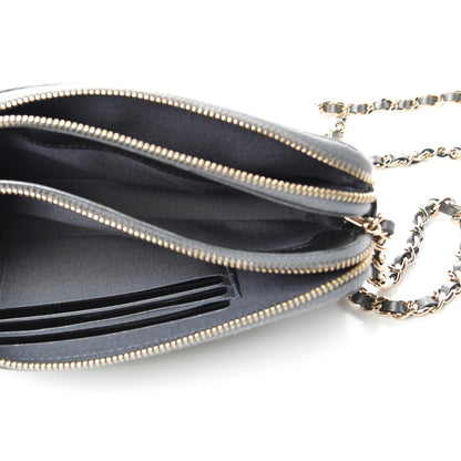 Chanel Lambskin Metallic Studded Clutch With Chain Grey 8 of 9