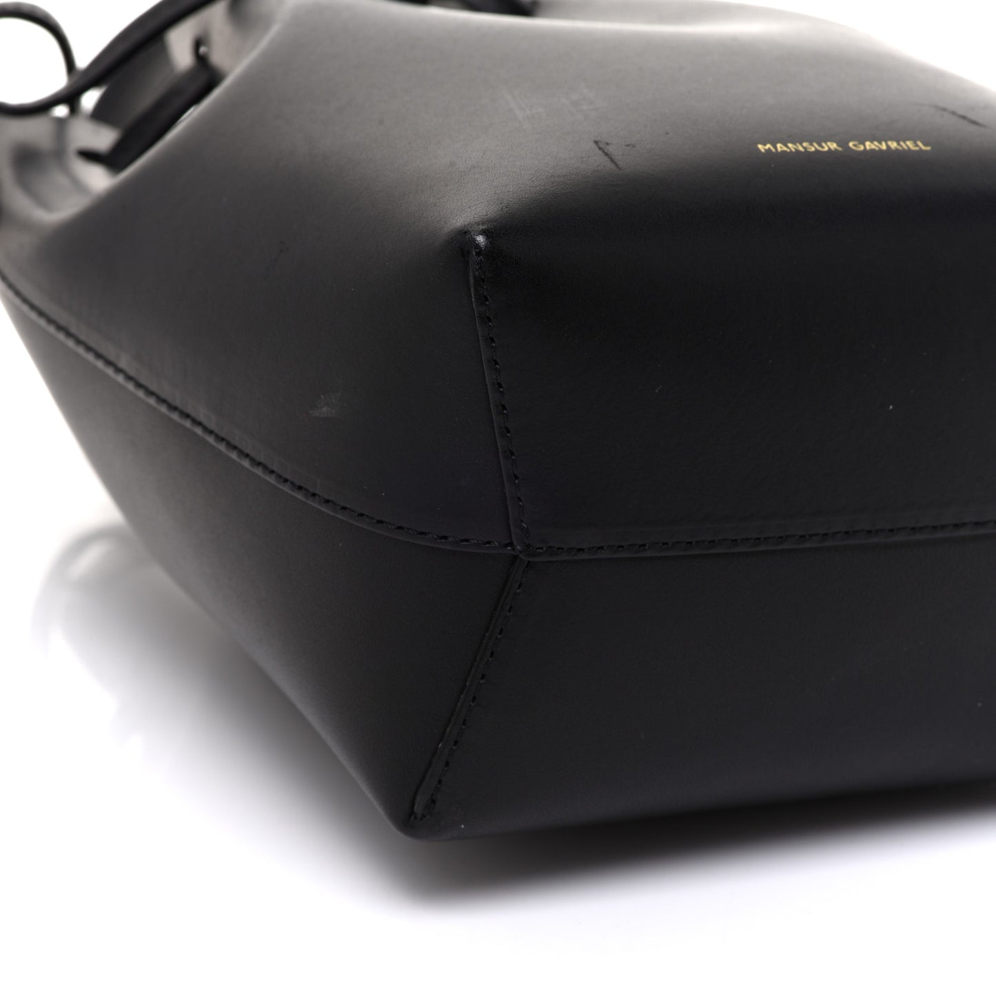 Vegetable Tanned Calfskin Mini Mini Bucket Bag Black Flamma