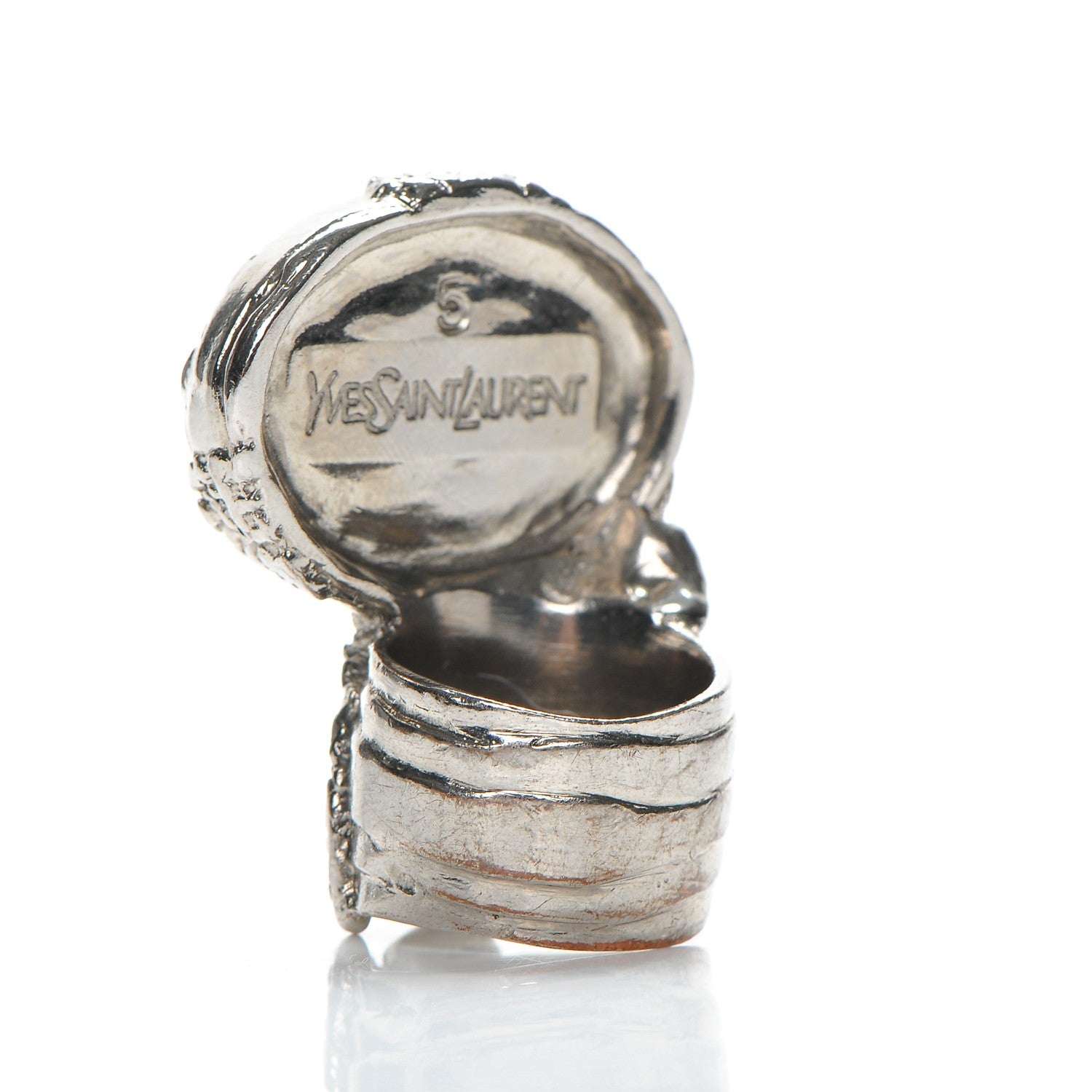 Saint Laurent Glass Cabochon Arty Ovale Ring 5 Silver Pink 3 of 4