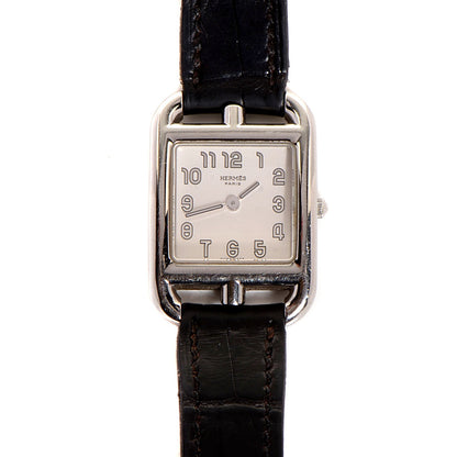 Hermes Stainless Steel Alligator 23mm Cape Cod Quartz Watch Noir 1 of 9