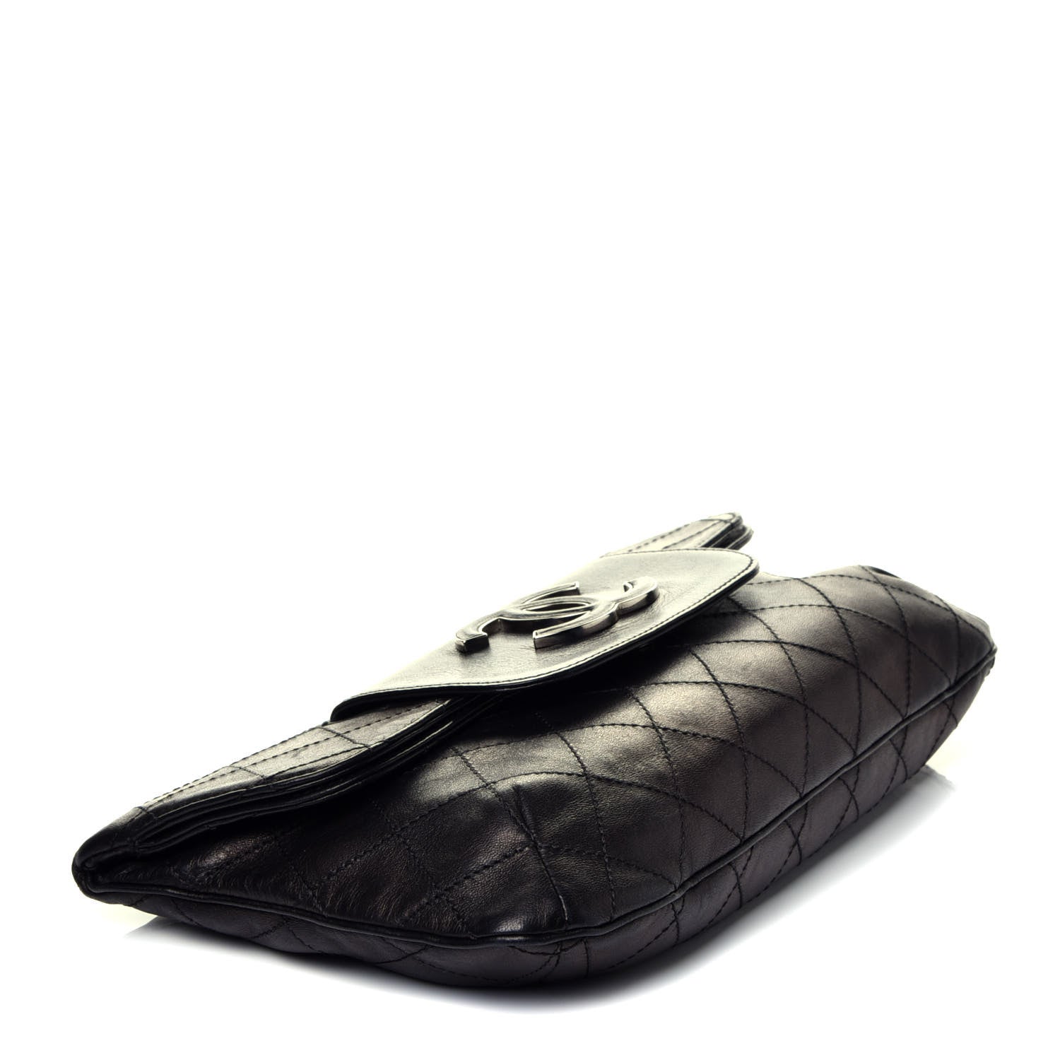 Chanel Lambskin Diamond Stitch Convertible Clutch Black 4 of 7