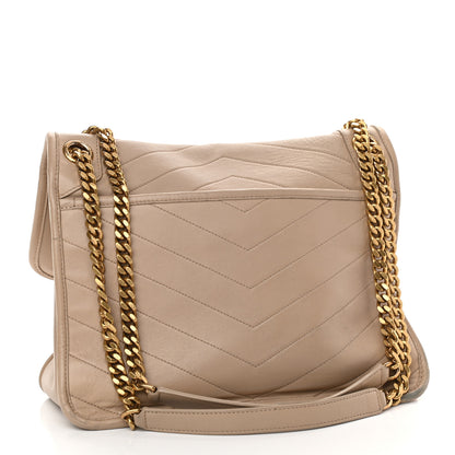Saint Laurent Lambskin Matelasse Monogram Medium Niki Chain Satchel Dark Beige 3 of 12