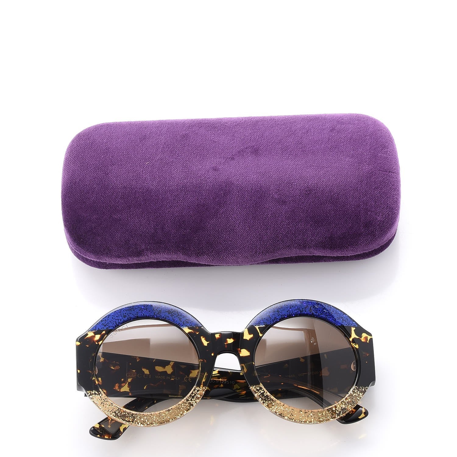 Gucci Acetate Round GG0084S Sunglasses Glitter Blue Multi 9 of 9