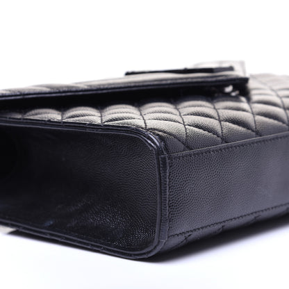 Saint Laurent Grain De Poudre Textured Mixed Matelasse Triquilt Medium Monogram Satchel Black 6 of 13
