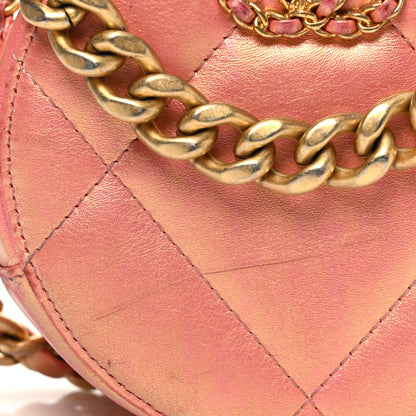 Chanel Iridescent Calfskin Quilted Chanel 19 Round Clutch With Chain Pink 11 of 11