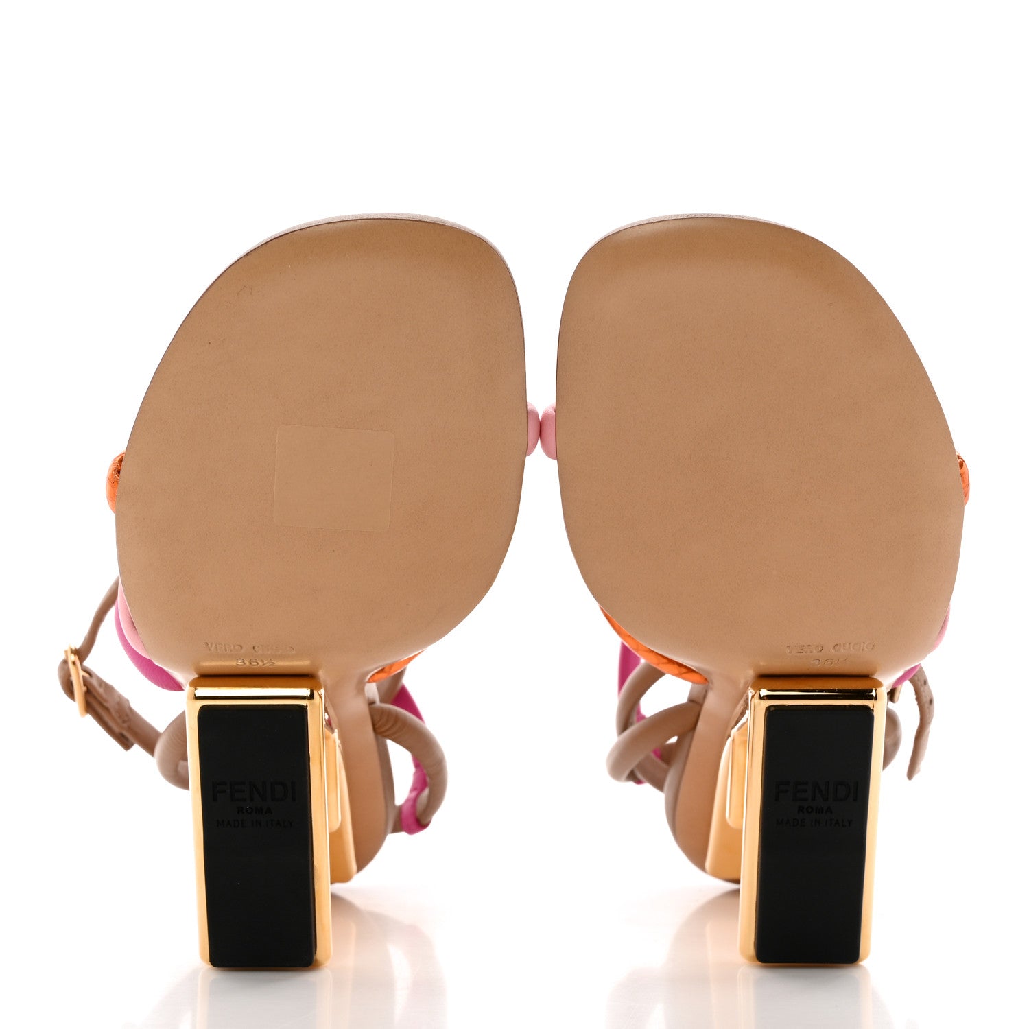 Fendi Nappa Metallic Ayers Fendi First 95mm Strappy Sandals 36.5 Rosa Geranio Albicocca 5 of 10
