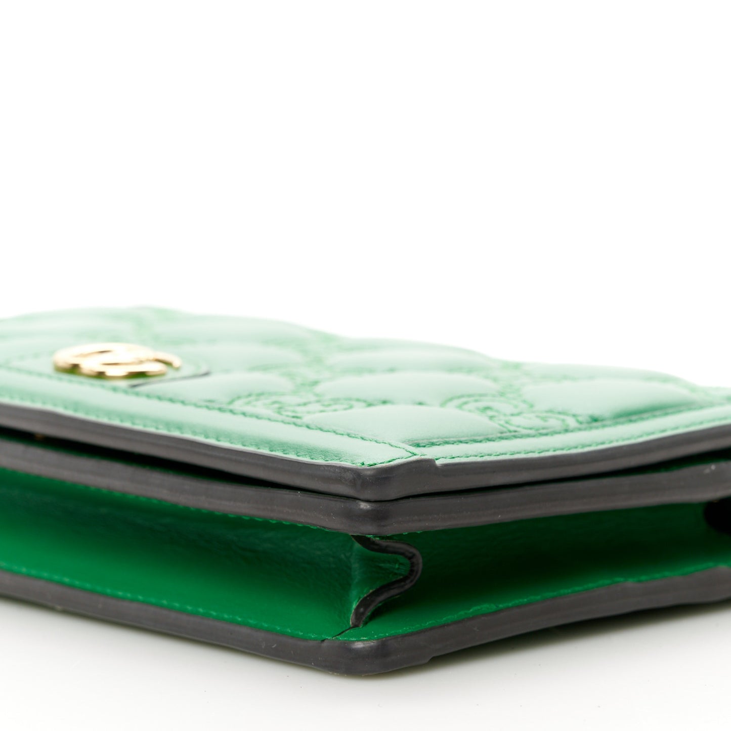 Calfskin GG Matelasse Chain Wallet Spring Green