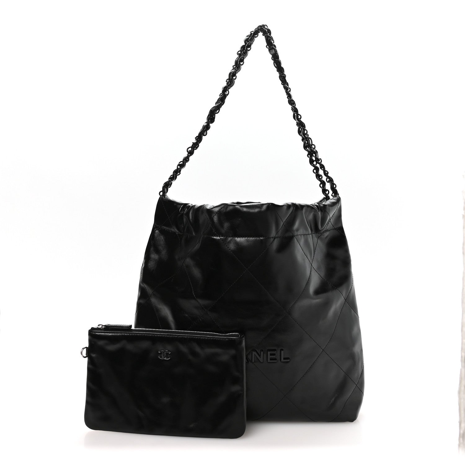 Chanel Shiny Calfskin Quilted Small Chanel 22 So Black 2 of 10