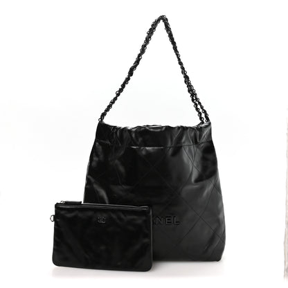 Chanel Shiny Calfskin Quilted Small Chanel 22 So Black 2 of 10