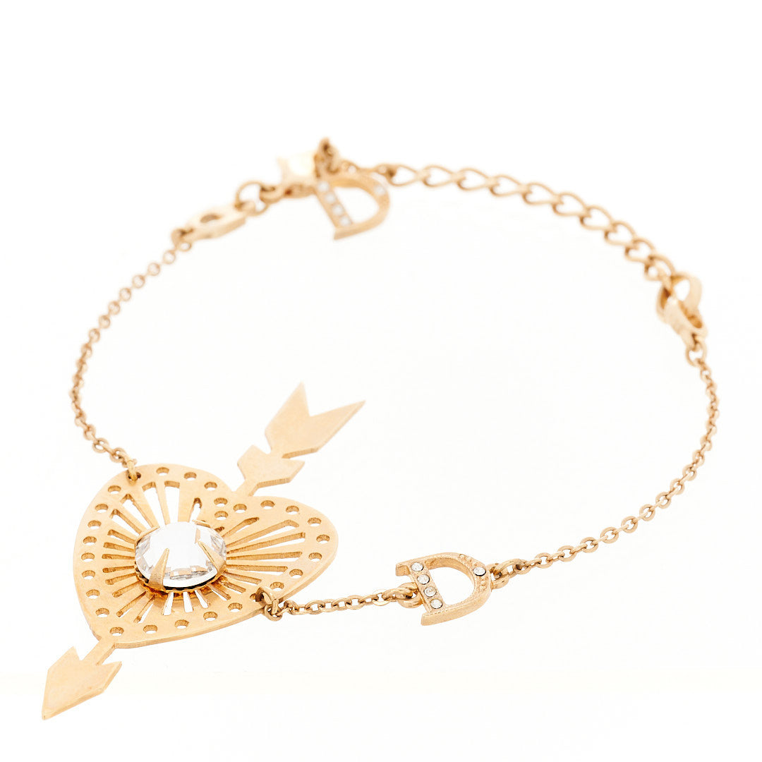 Crystal Heart Arrow Bracelet Gold