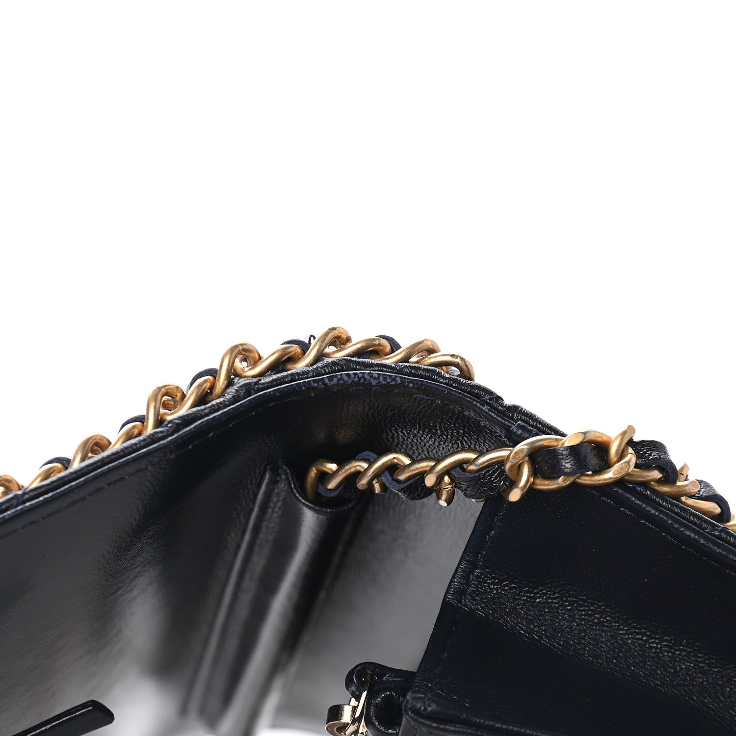 Chanel Lambskin Quilted Chain Around Wallet On Chain WOC Navy Blue 12 of 13
