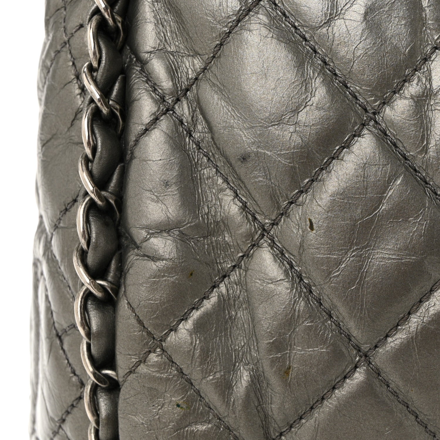 Chanel Metallic Calfskin Quilted Medium Chain Me Hobo Dark Silver 11 of 12