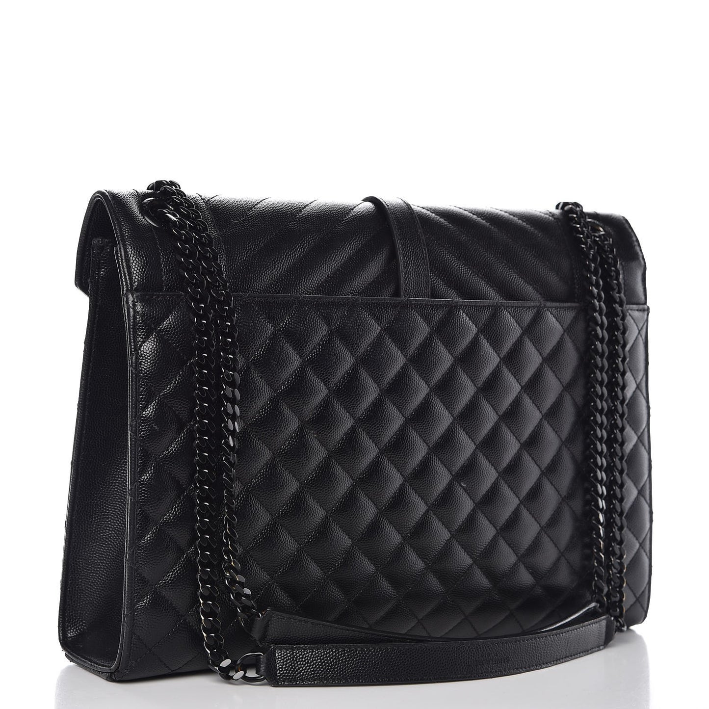 Grain De Poudre Textured Mixed Matelasse Large Triquilt Monogram Monochrome Satchel Black