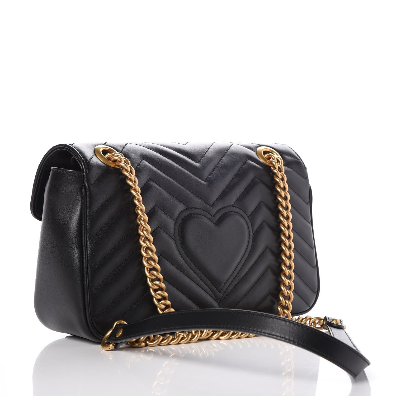 Gucci Calfskin Matelasse Small GG Marmont Shoulder Bag Black 3 of 7