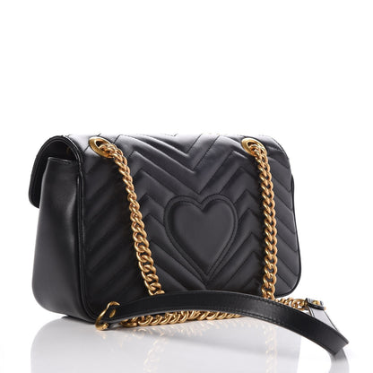 Gucci Calfskin Matelasse Small GG Marmont Shoulder Bag Black 3 of 7