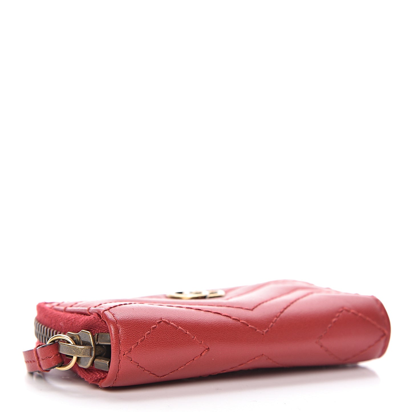 Calfskin Matelasse GG Marmont Zip Around Key Case Hibiscus Red