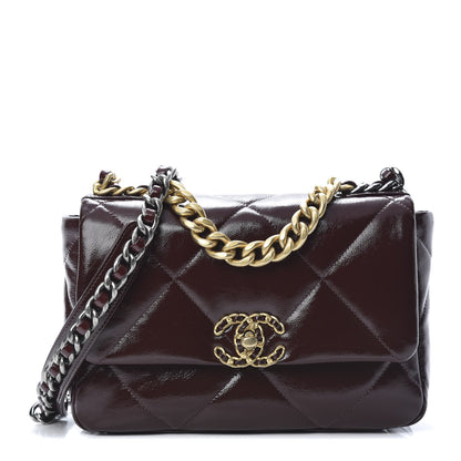 Chanel Shiny Crumpled Calfskin Quilted Medium 19 Flap Burgundy 1 of 11