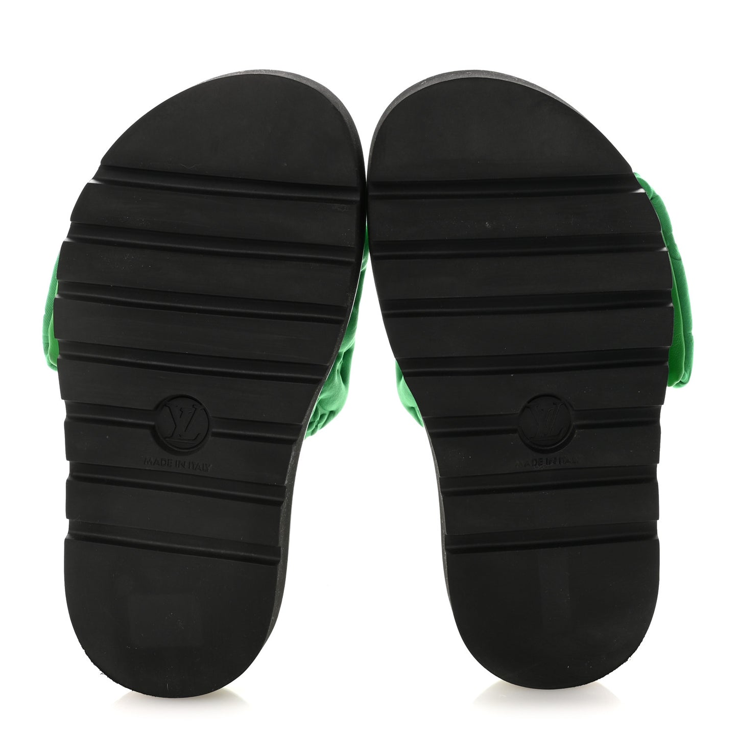 Technical Fabric Embossed Monogram Pool Pillow Comfort Mules 36 Green