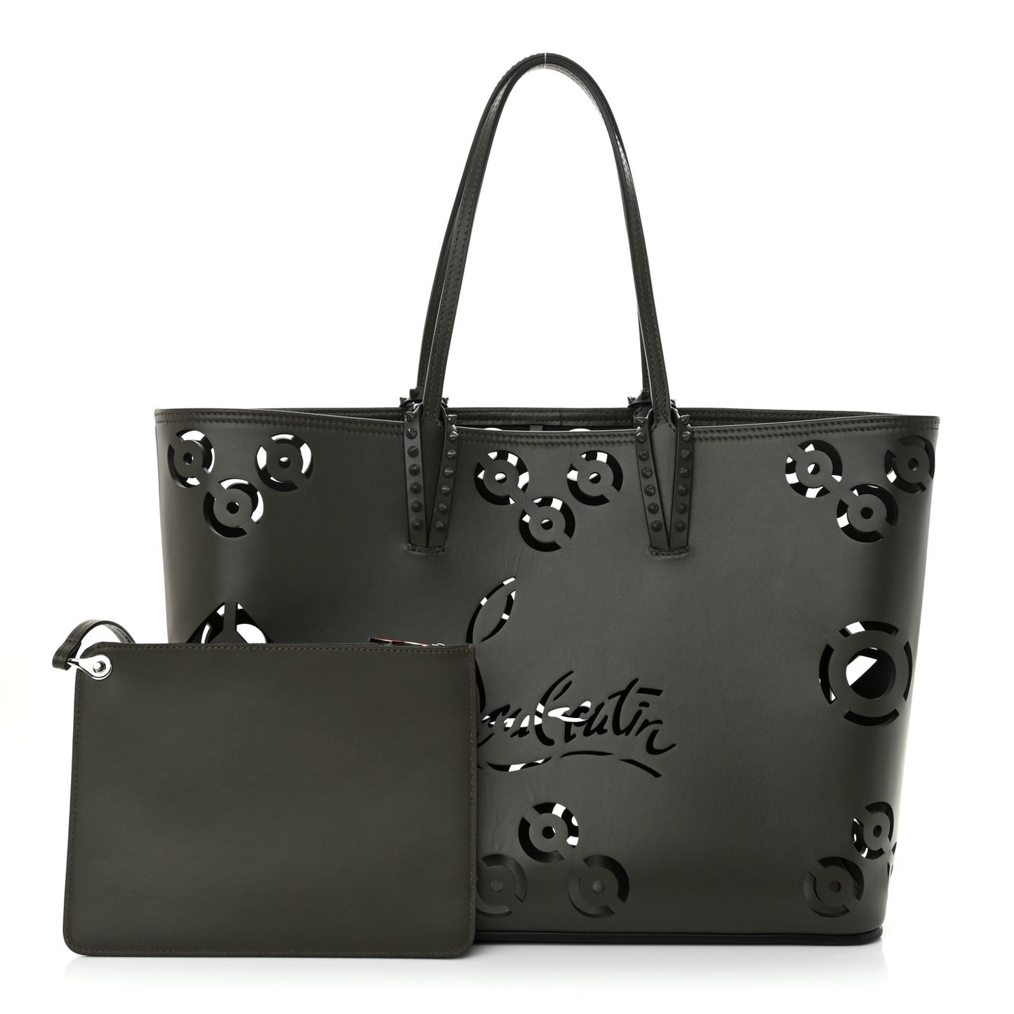 Calfskin Paris CL Logo Perforated Cabata Tote Rocket