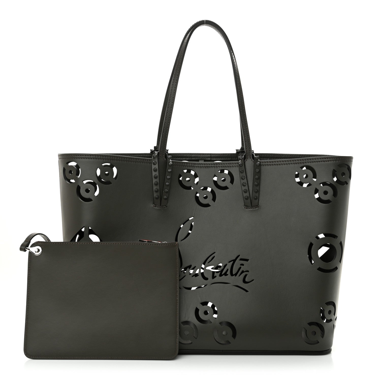 Christian Louboutin Calfskin Paris CL Logo Perforated Cabata Tote Rocket 3 of 13