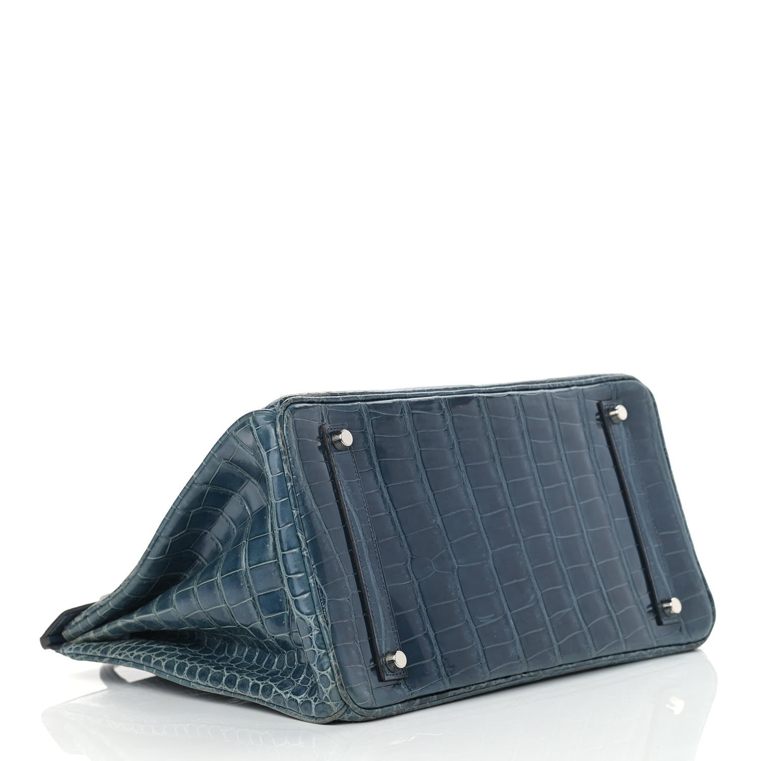 Hermes Shiny Porosus Crocodile Birkin 35 Bleu Roi 5 of 39