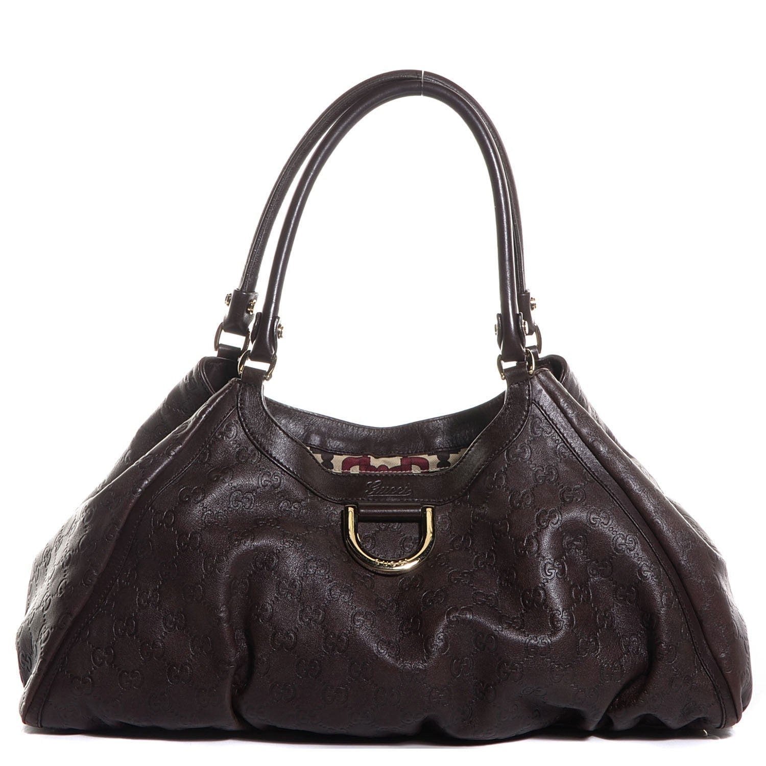 Gucci Guccissima Large D Gold Hobo Chocolate Brown 1 of 7