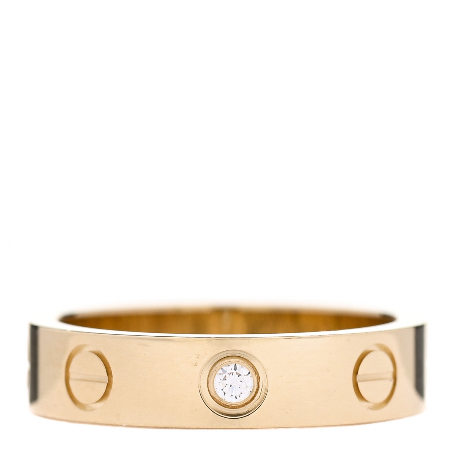 Cartier 18K Yellow Gold Diamond 4mm LOVE Wedding Band Ring 47 4 1 of 5