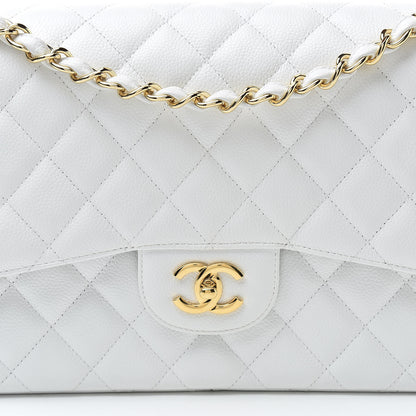 Chanel Caviar Quilted Jumbo Double Flap White 8 of 11