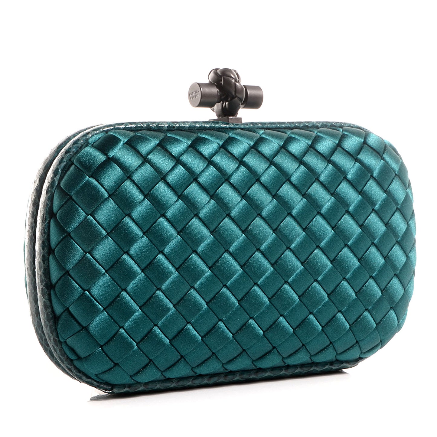 Satin Intreccio Impero Ayers Knot Clutch Teal