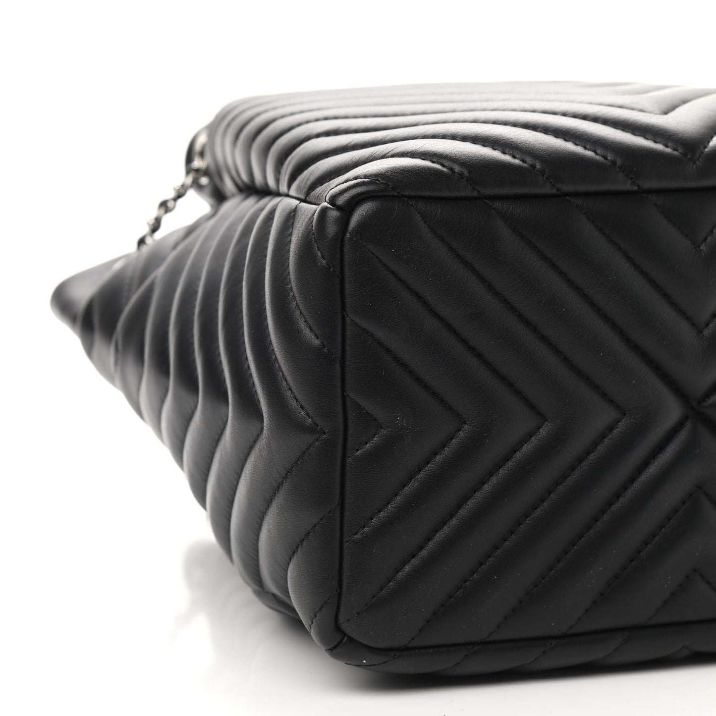 Lambskin Chevron Small Urban Spirit Drawstring Bag Black