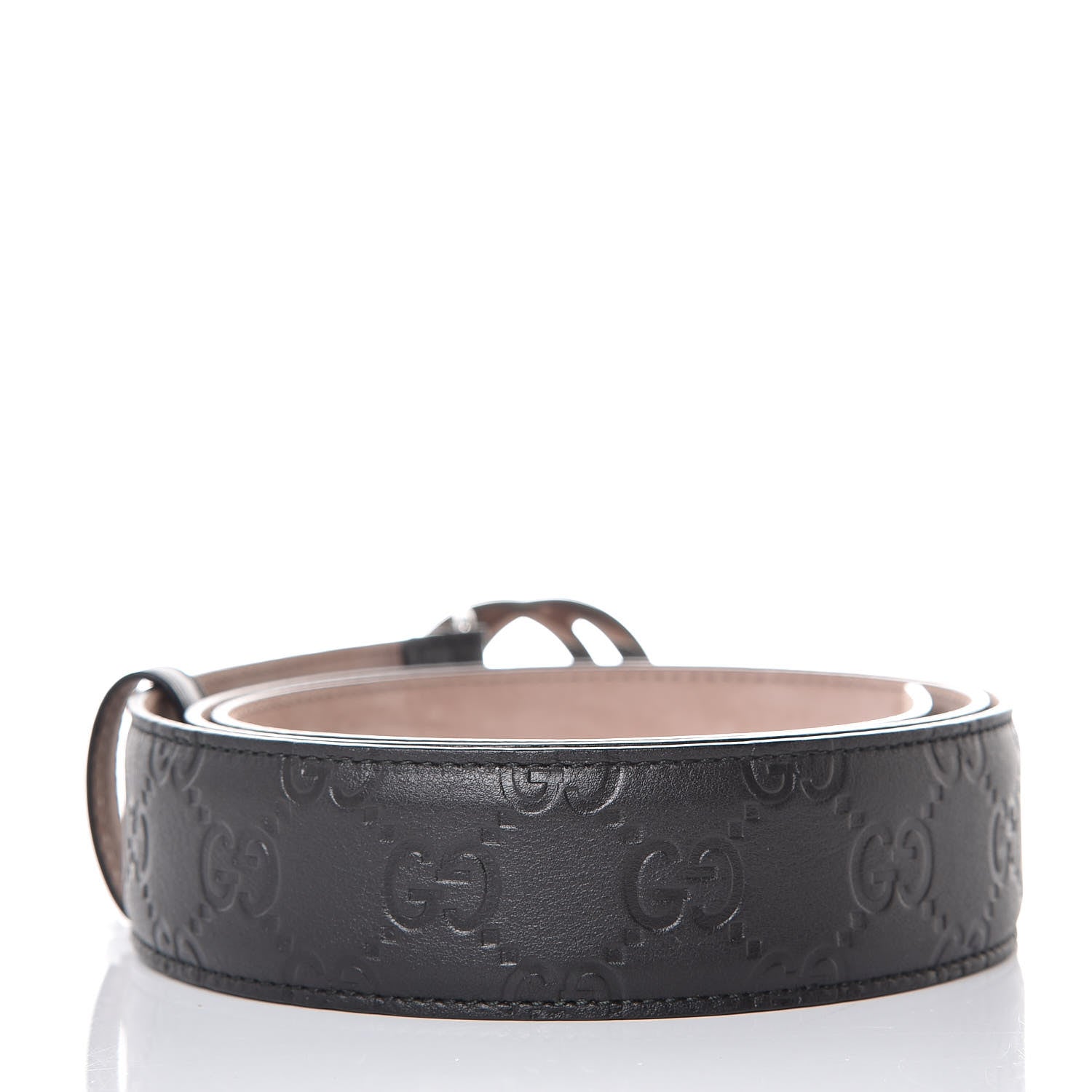 Gucci Soft Guccissima Margaux Calfskin Nickel Interlocking G 37mm Belt 100 40 Black 3 of 6