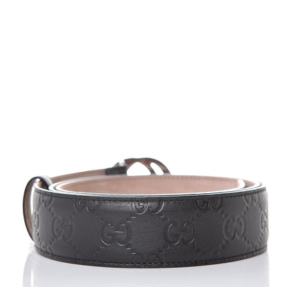 Gucci Soft Guccissima Margaux Calfskin Nickel Interlocking G 37mm Belt 100 40 Black 3 of 6